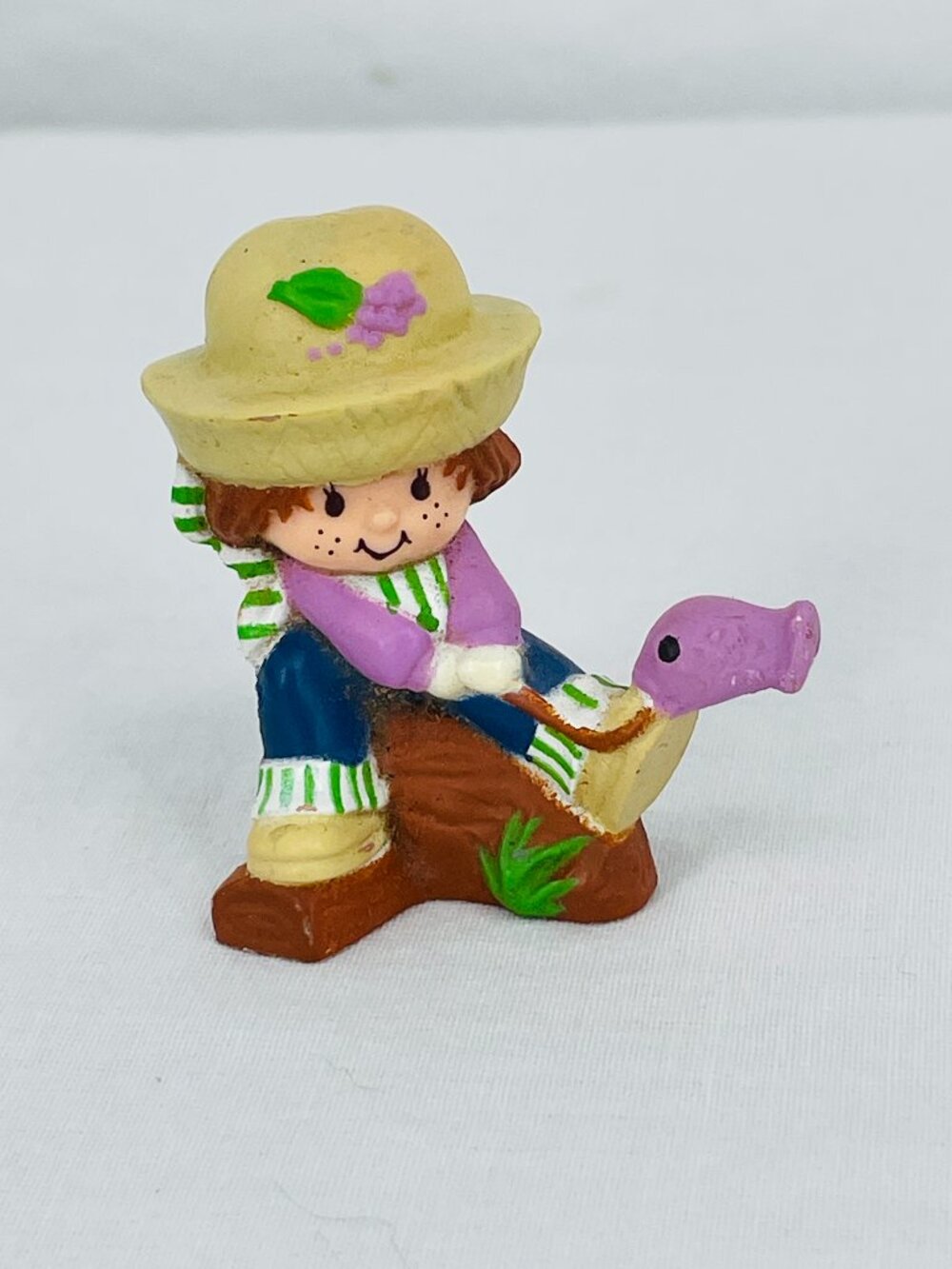 Vintage RARE 1980s Strawberry Shortcake HuckleBerry Fishing Small Figurine